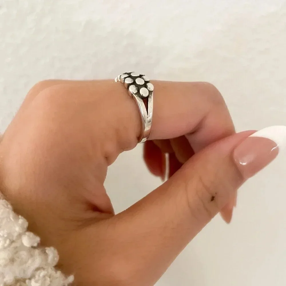 925 Sterling Silver Bead Ring Minimalist Ring Dainty Ring Stacakble Ring Band - Picture 4 of 9